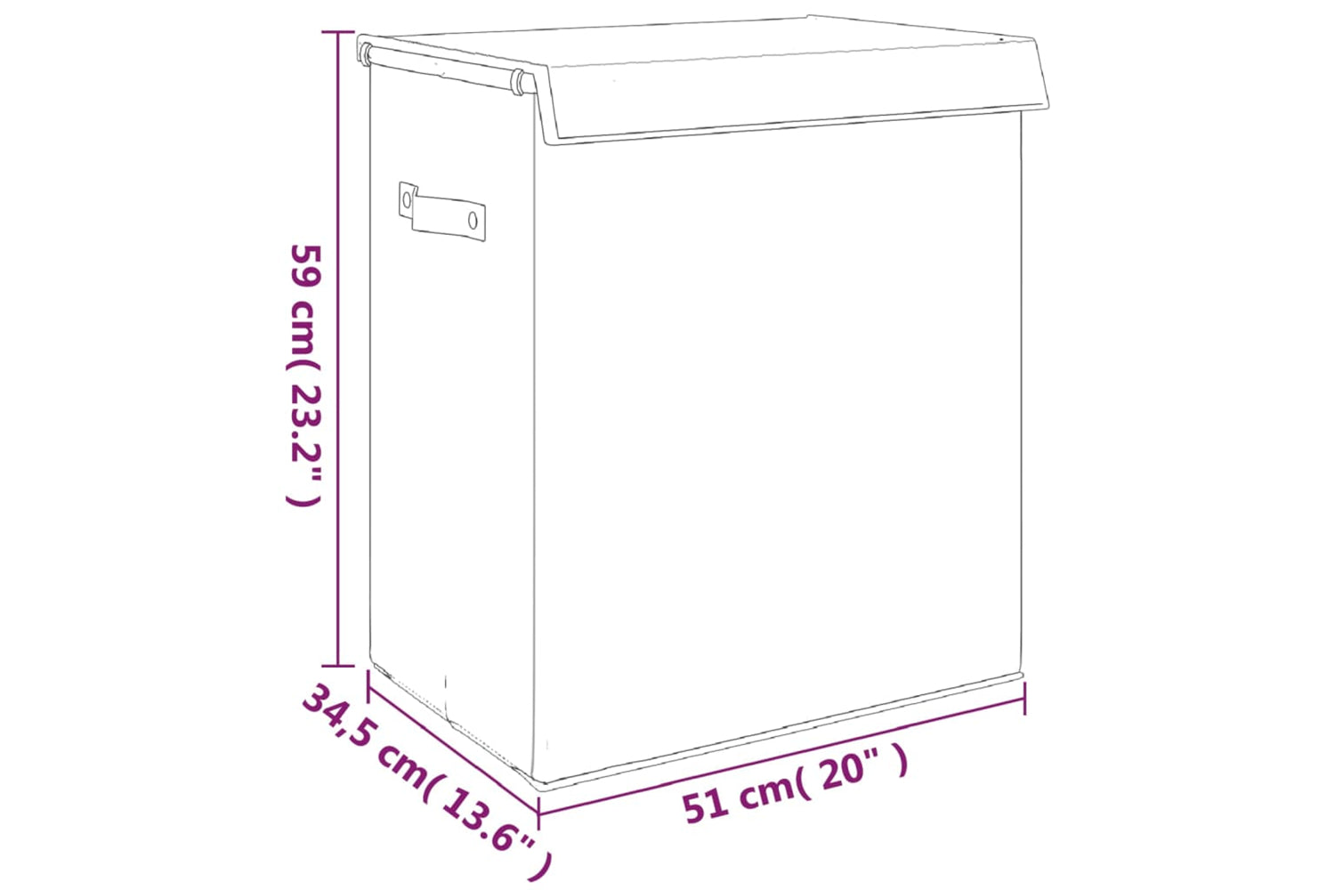 vidaXL 351040 Foldable Laundry Hamper Grey 51x34.5x59cm Faux Linen Fabric-8