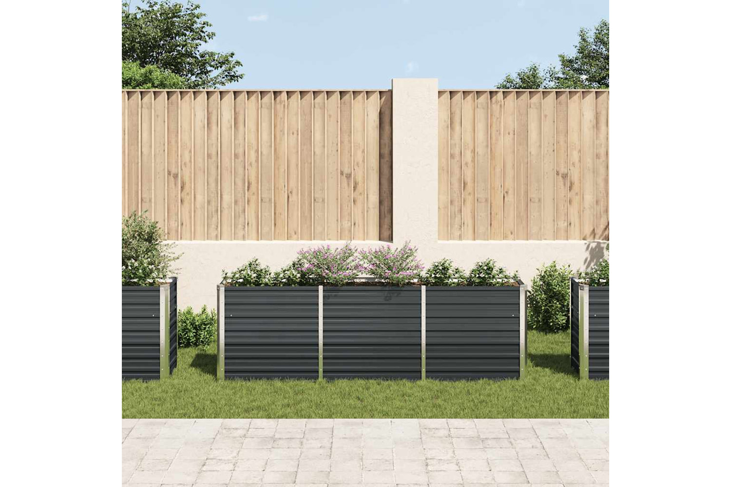 vidaXL 47043 Garden Raised Bed Galvanised Steel 240x40x77cm Anthracite-2