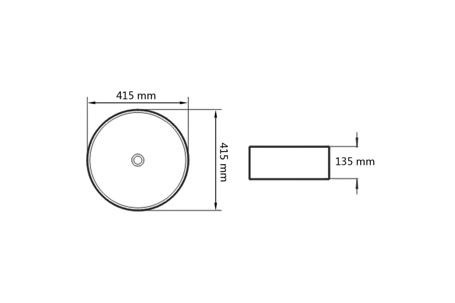 vidaXL 142337 Basin Round Ceramic White 41.5x13.5cm-4