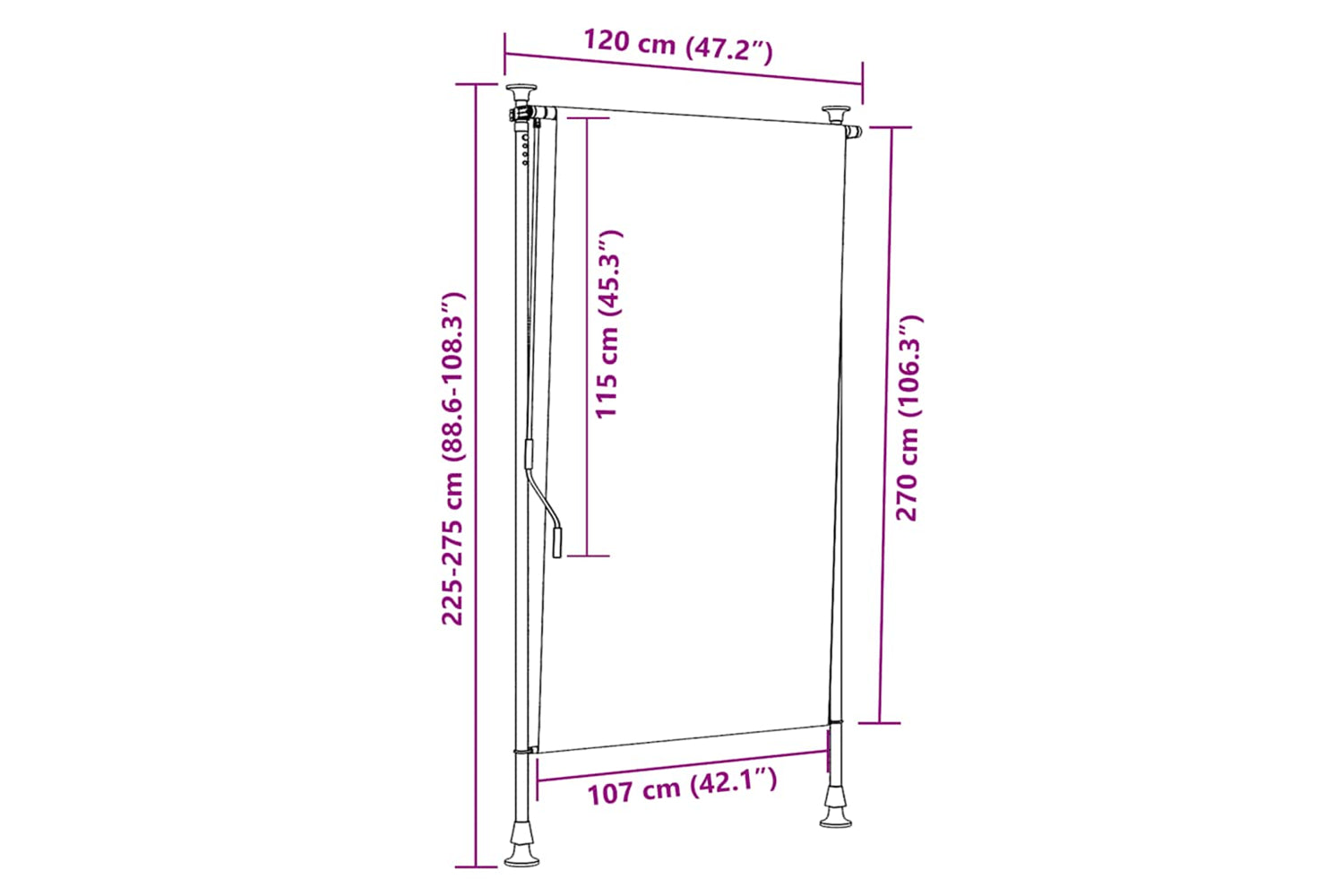 Vidaxl Outdoor Roller Blind 120x270 Cm Anthracite-7
