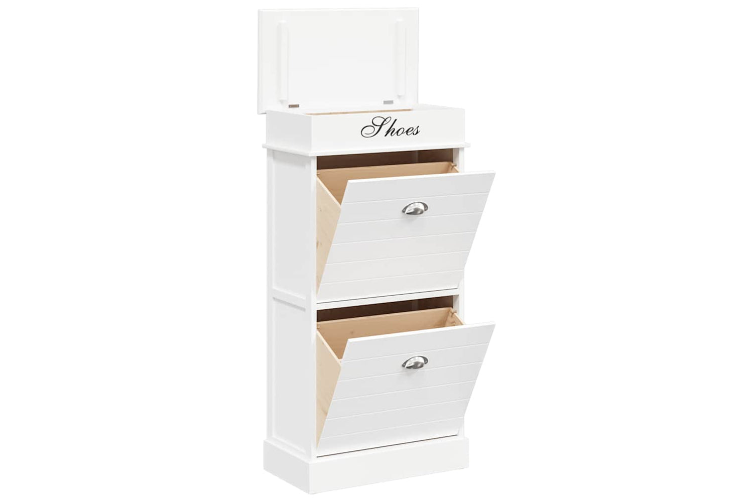 vidaXL 284089 Shoe Cabinet White 50x28x98cm Paulownia Wood-2