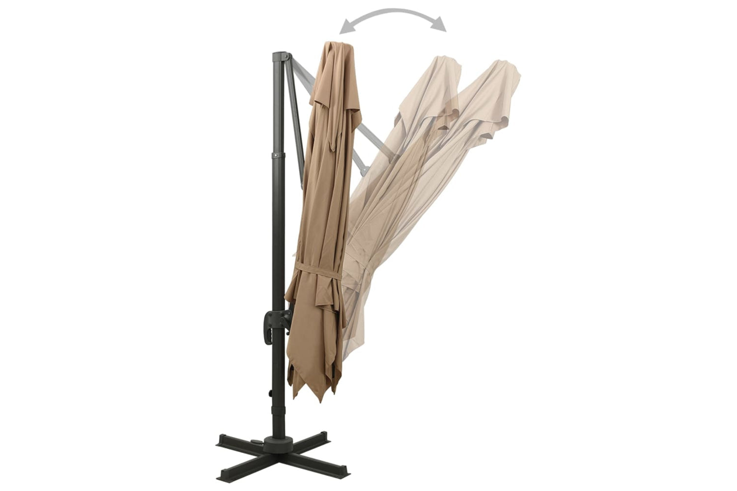 vidaXL 312374 Cantilever Umbrella With Double Top 300x300cm Taupe-5