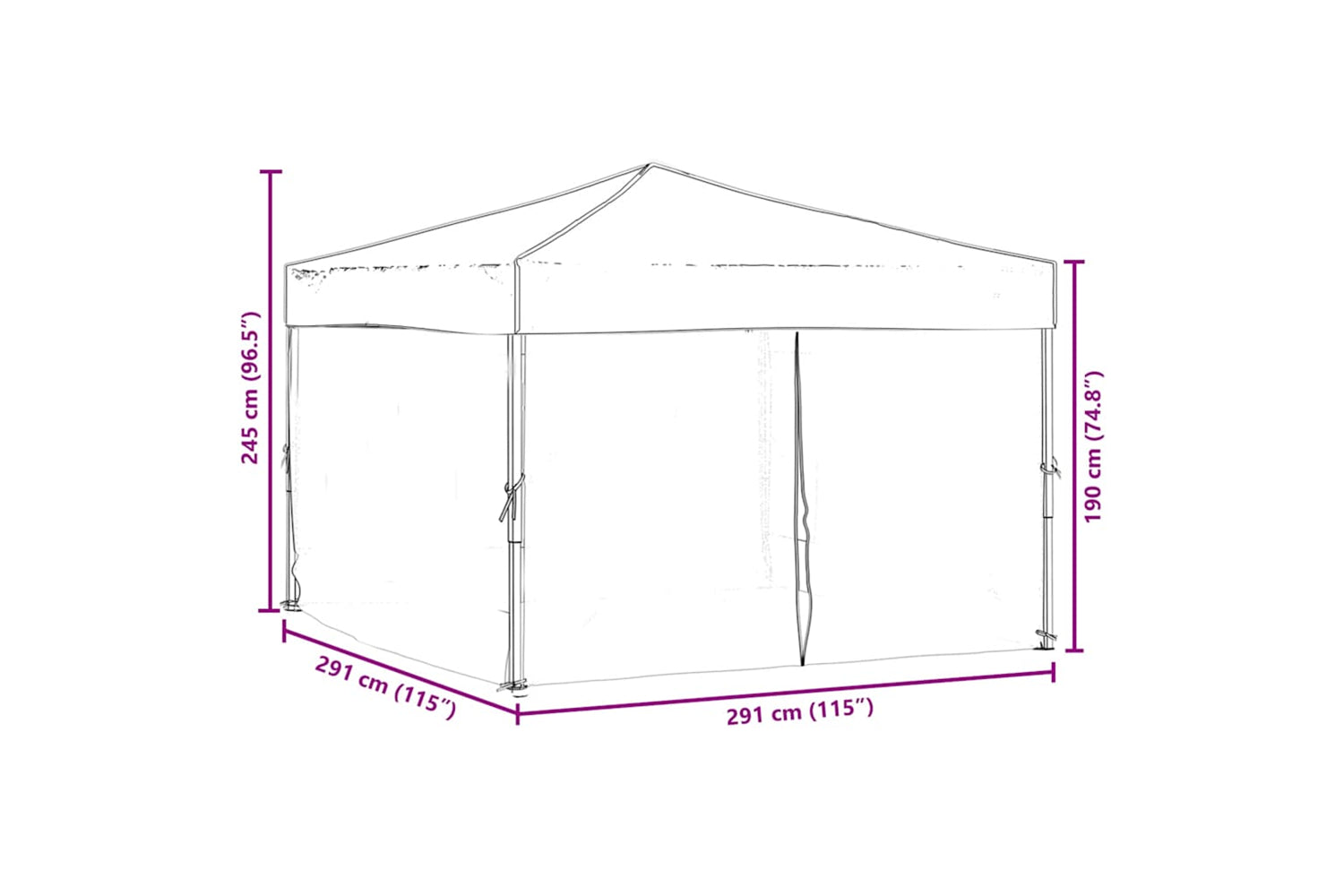 Vidaxl 93527 Folding Party Tent With Sidewalls Red 3x3 M-8