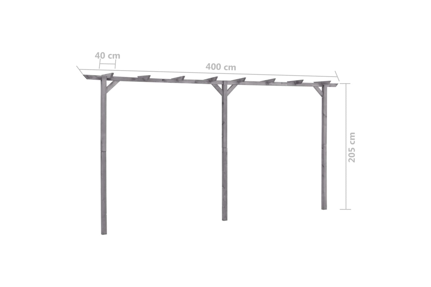 vidaXL 313568 Garden Pergola Grey 400x40x205cm Impregnated Pinewood-5