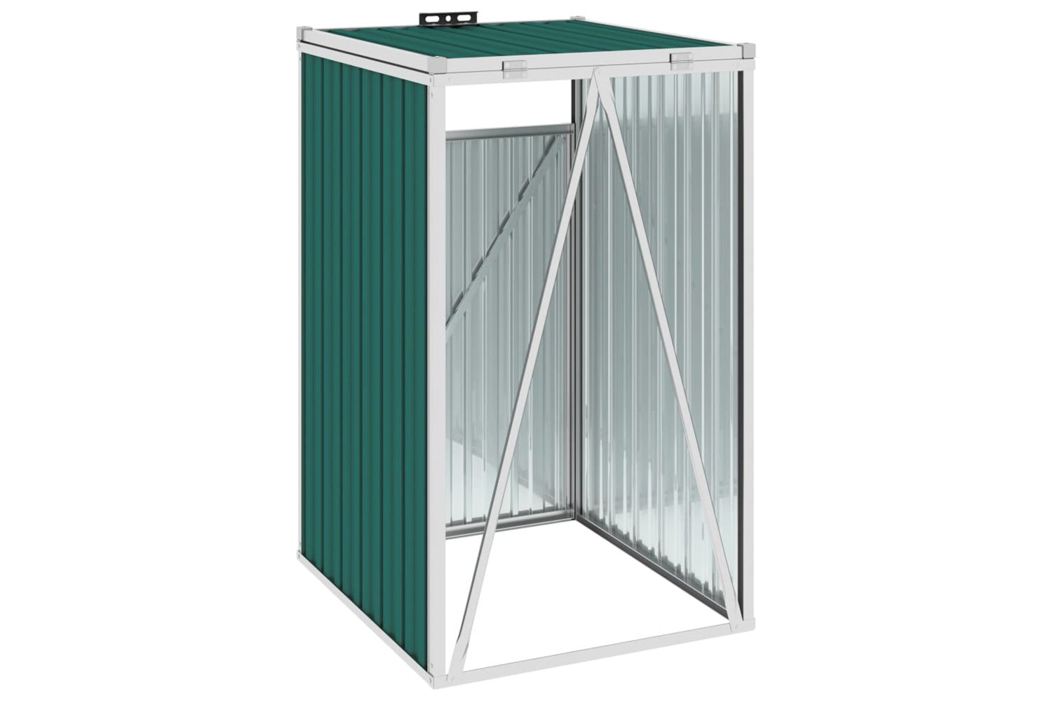 vidaXL Garbage Bin Shed Green 72x81x121cm Steel-4