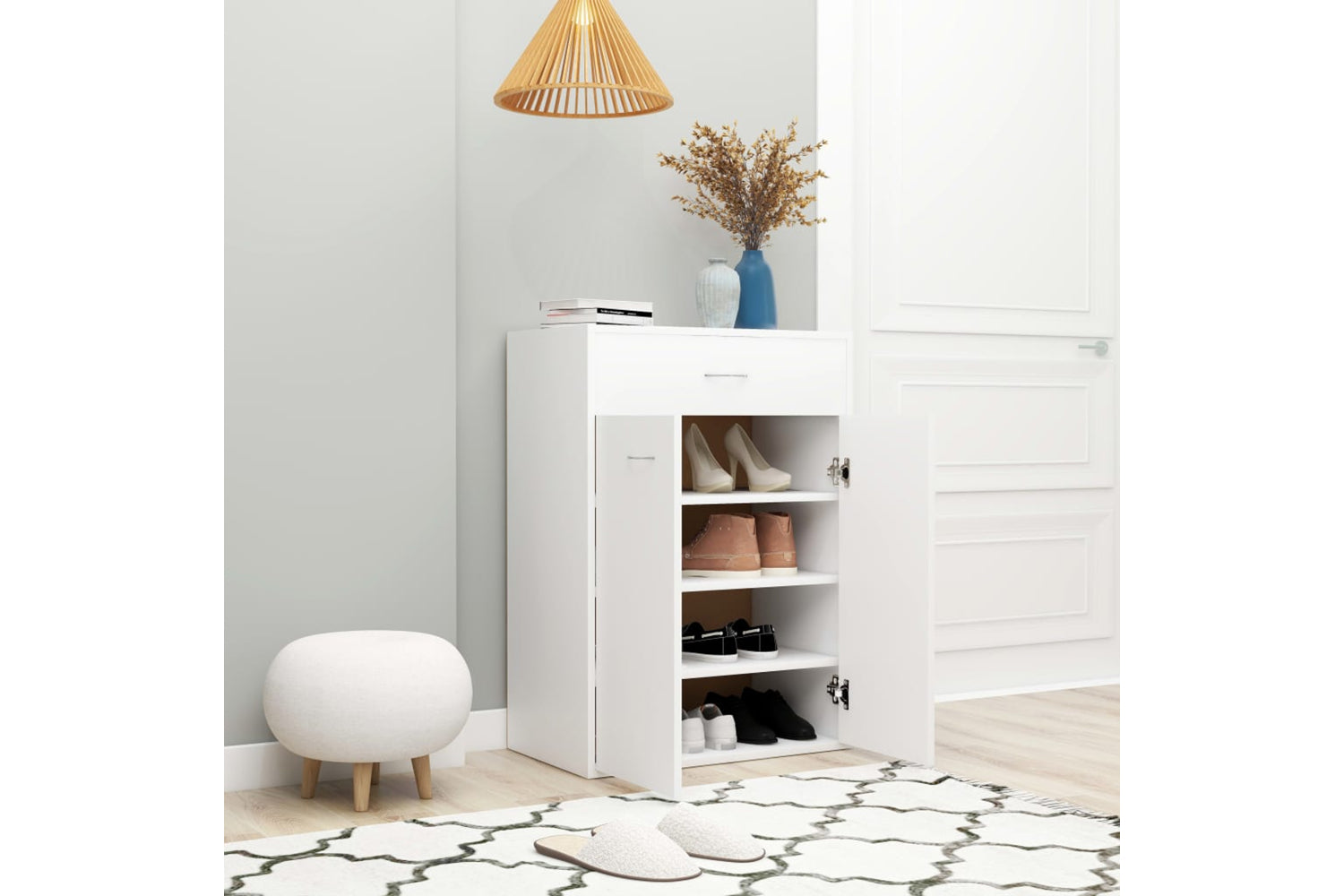 vidaXL 801071 Shoe Cabinet White 60x35x84cm Engineered Wood-3
