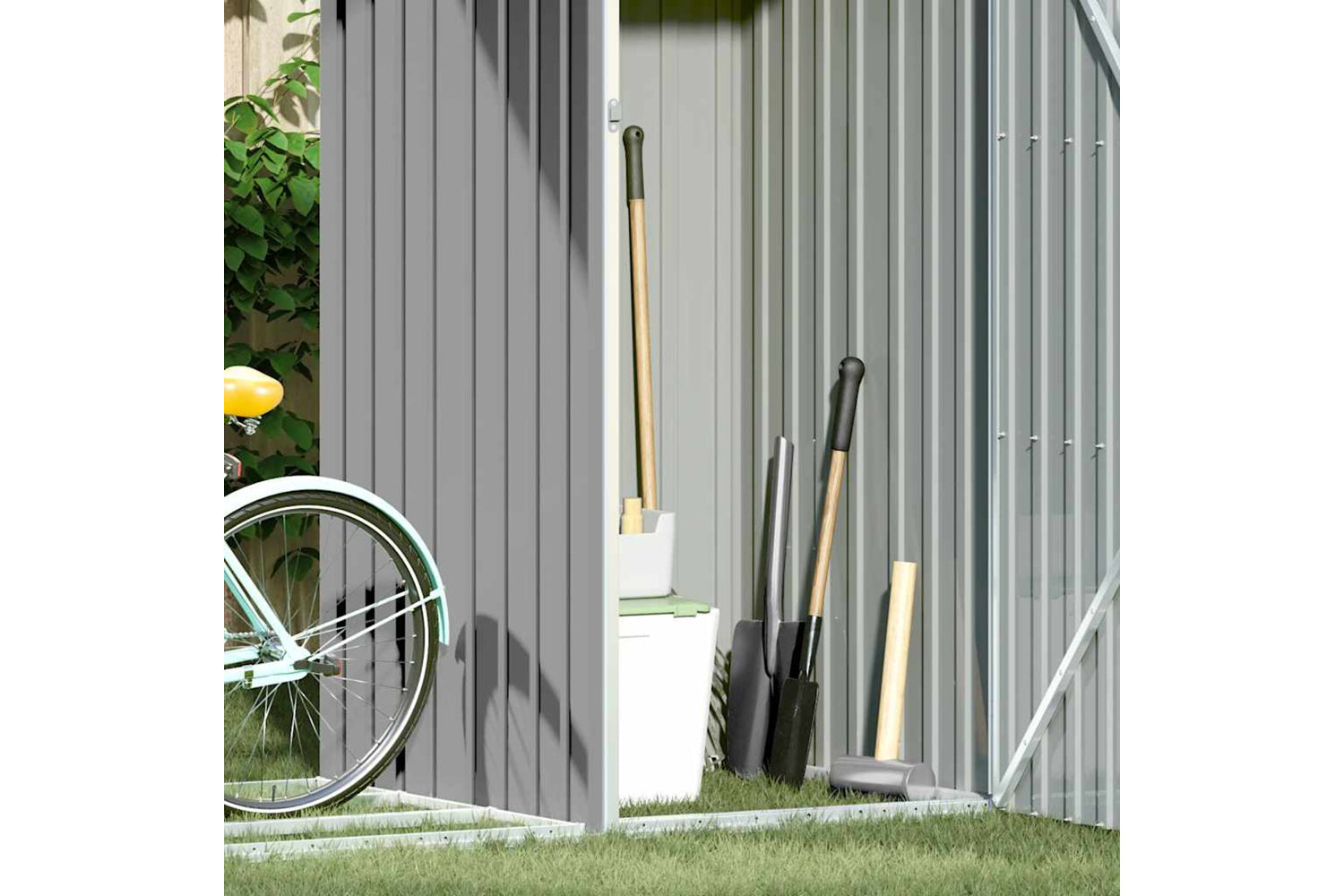 vidaXL 46294 Garden Firewood Shed Grey 245x98x159cm Galvanised Steel-3