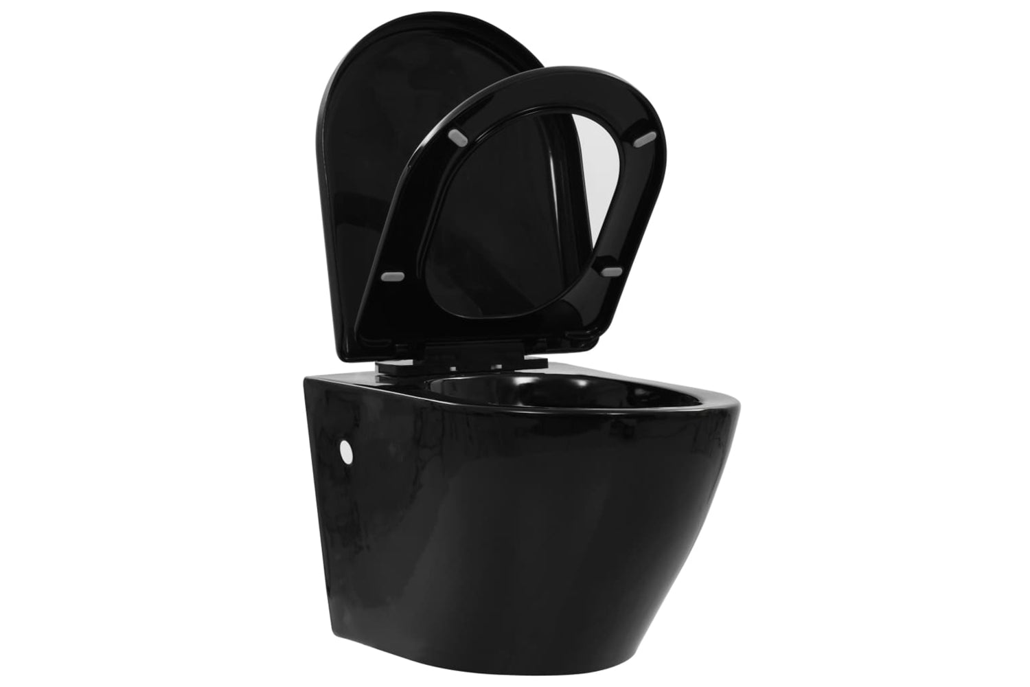 Vidaxl 145238 Wall Hung Rimless Toilet Ceramic Black-3
