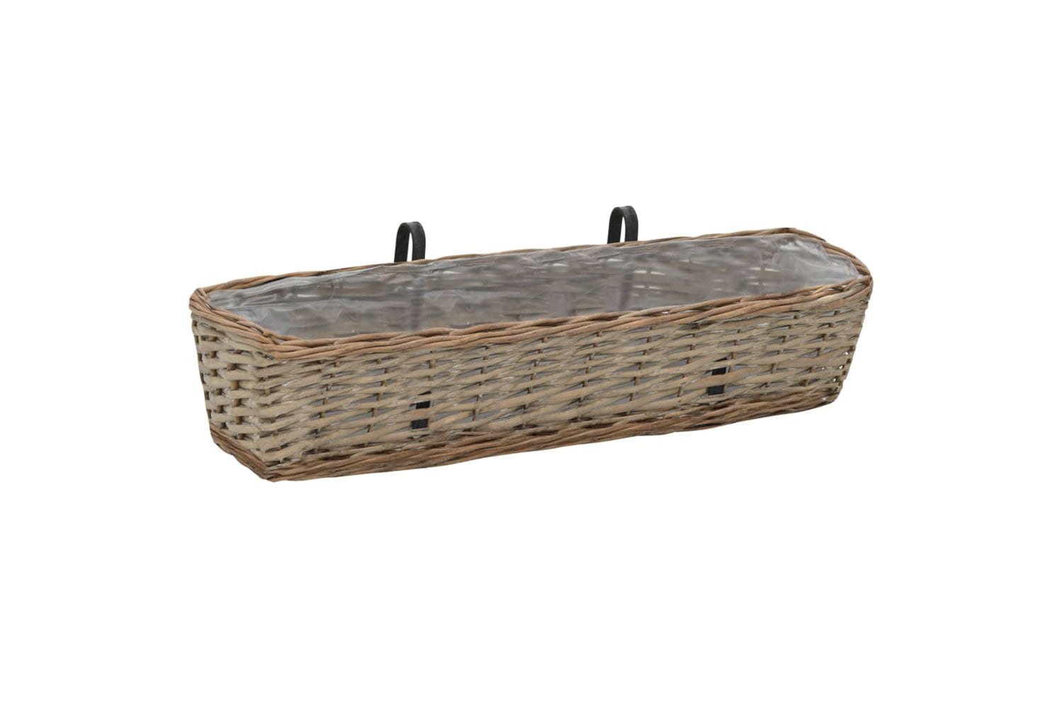 vidaXL 287642 Balcony Planter 2 Pcs Wicker With Pe Lining 80cm-2