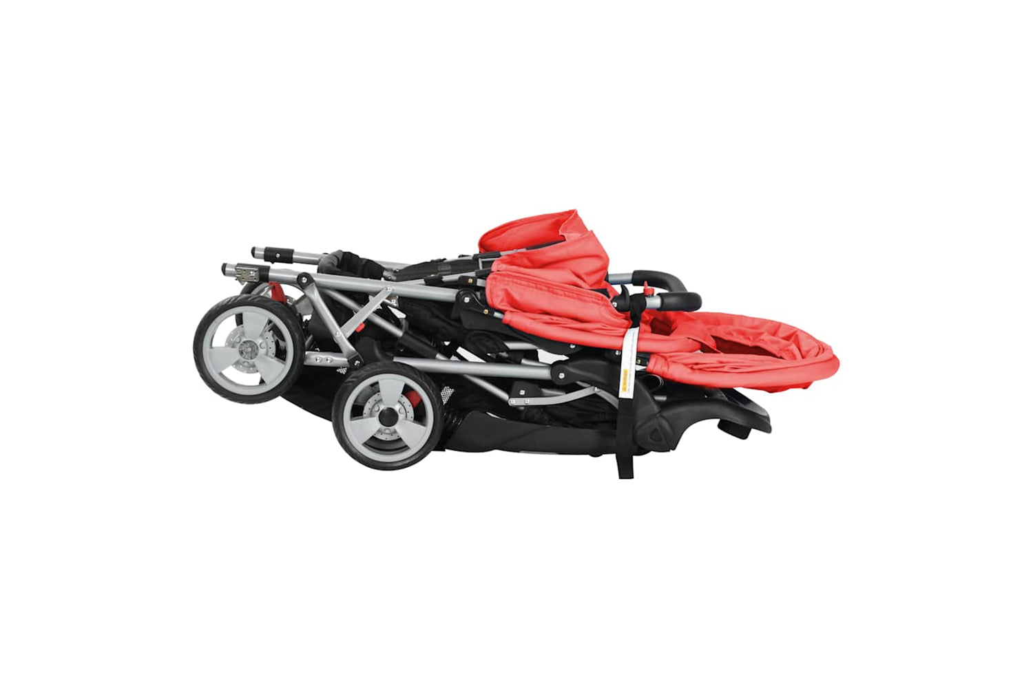 Vidaxl Tandem Stroller Steel Red/Black-6