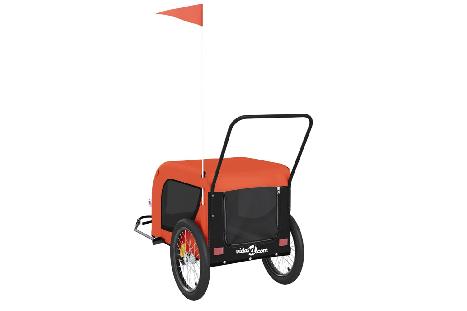 Vidaxl 94026 Pet Bike Trailer Orange And Black Oxford Fabric And Iron-6