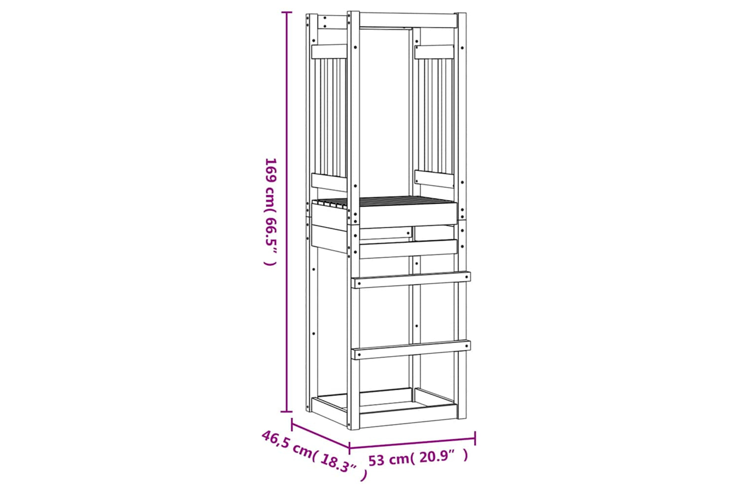Vidaxl Play Tower 53x46.5x169 Cm Impregnated Wood Pine-8