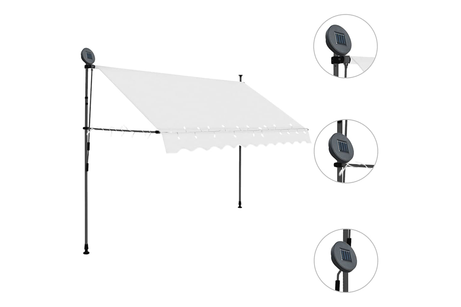 vidaXL 145872 Manual Retractable Awning With Led 250cm Cream-3