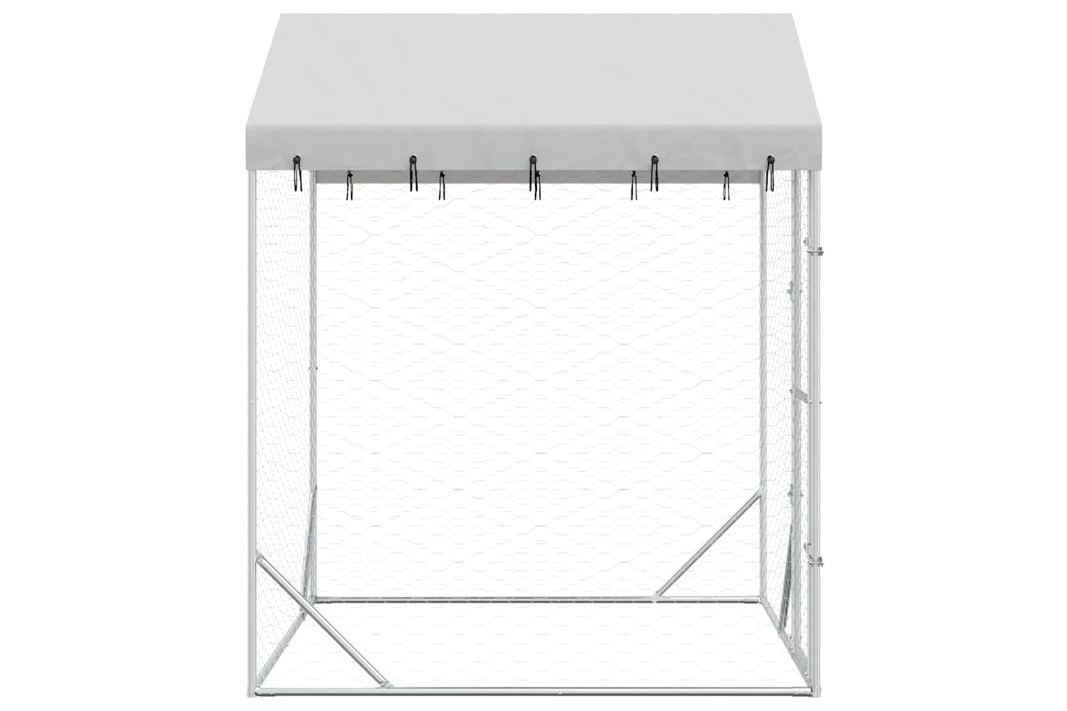 Vidaxl Outdoor Dog Kennel With Roof Silver 2x2x2.5 M Galvanised Steel-4