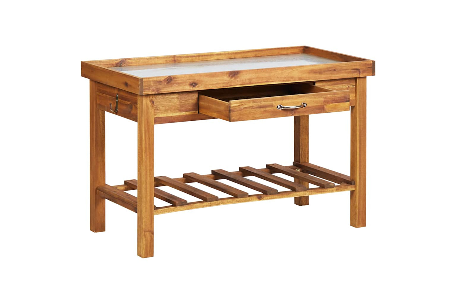 Vidaxl 46561 Garden Work Bench With Zinc Top Solid Acacia Wood-3