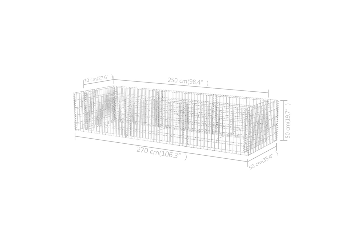 vidaXL 142556 Gabion Raised Bed Steel 270x90x50cm-6