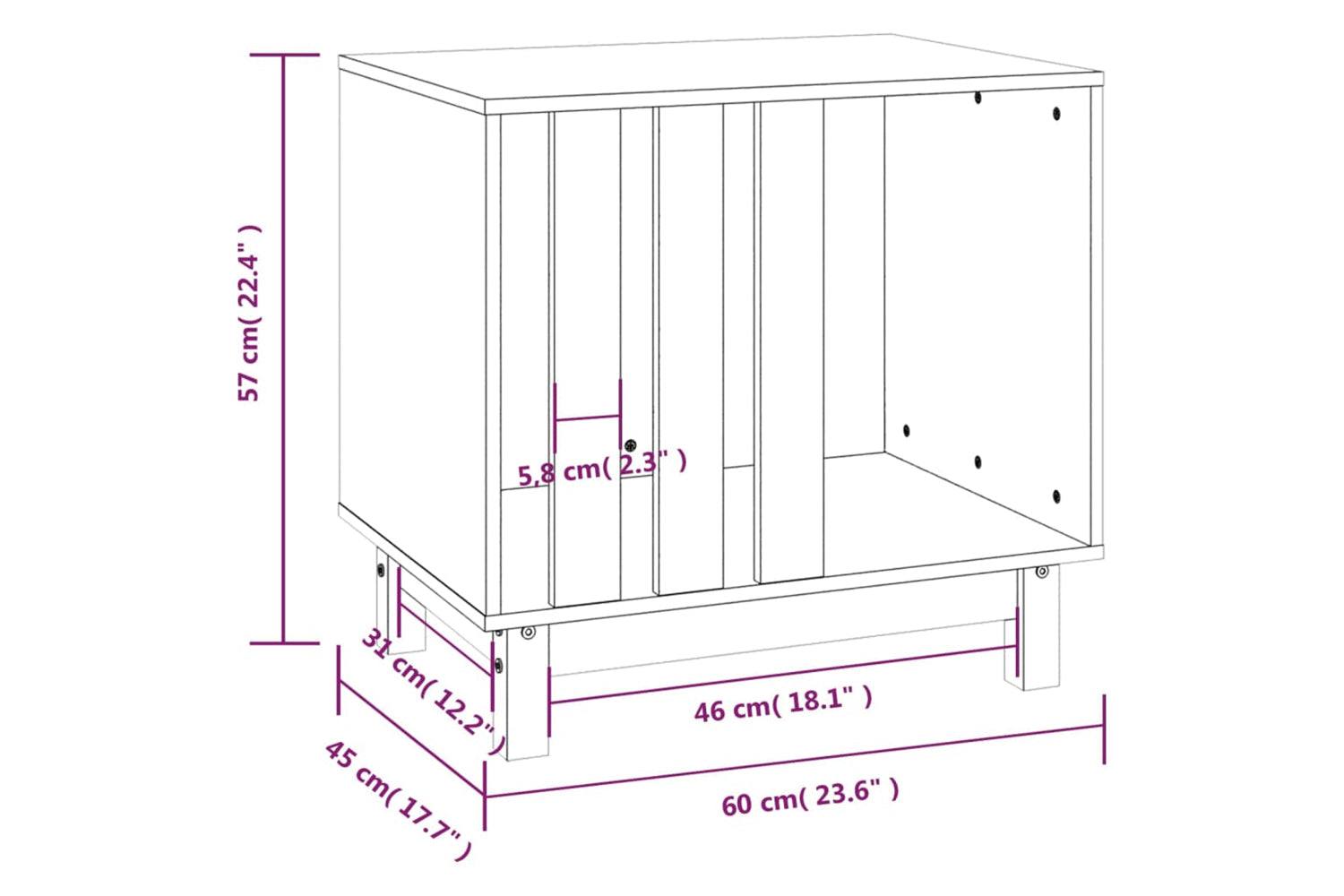 vidaXL 822477 Dog House White 60x45x57cm Solid Wood Pine-7