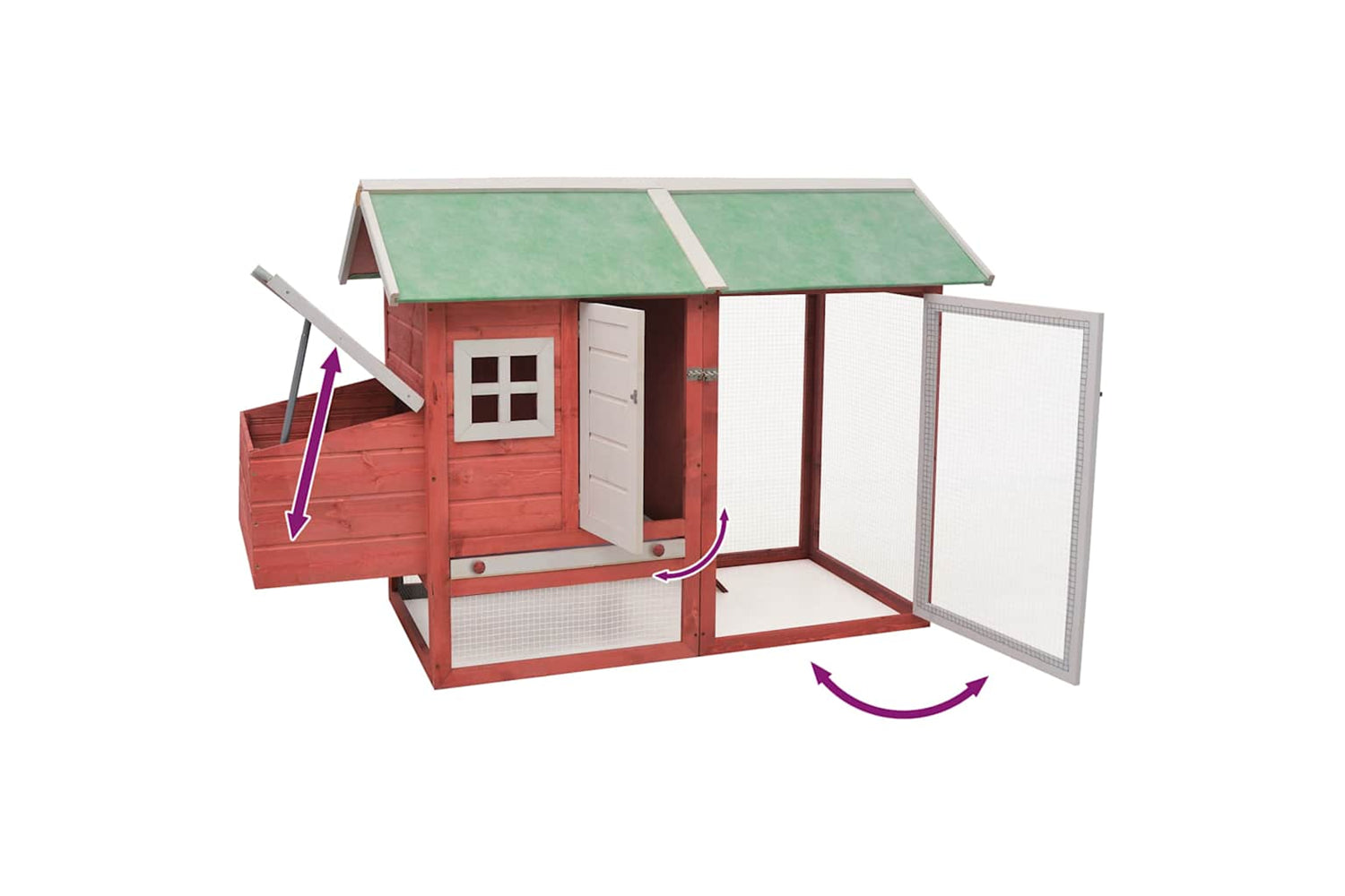 vidaXL 170863 Chicken Cage Red 170x81x110cm Solid Pine & Fir Wood-5