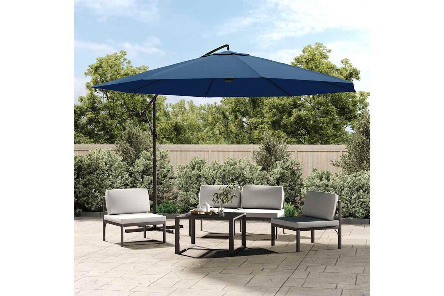 vidaXL 47131 Cantilever Umbrella With Aluminium Pole 350cm Blue-2
