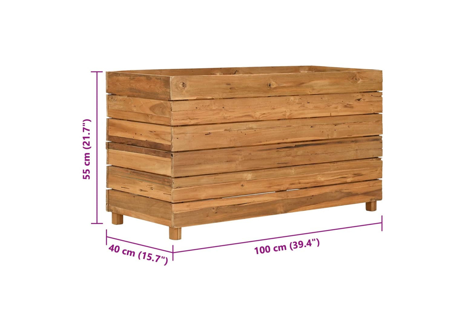 vidaXL Raised Bed 100x40x55cm Recycled Teak Wood And Steel-8