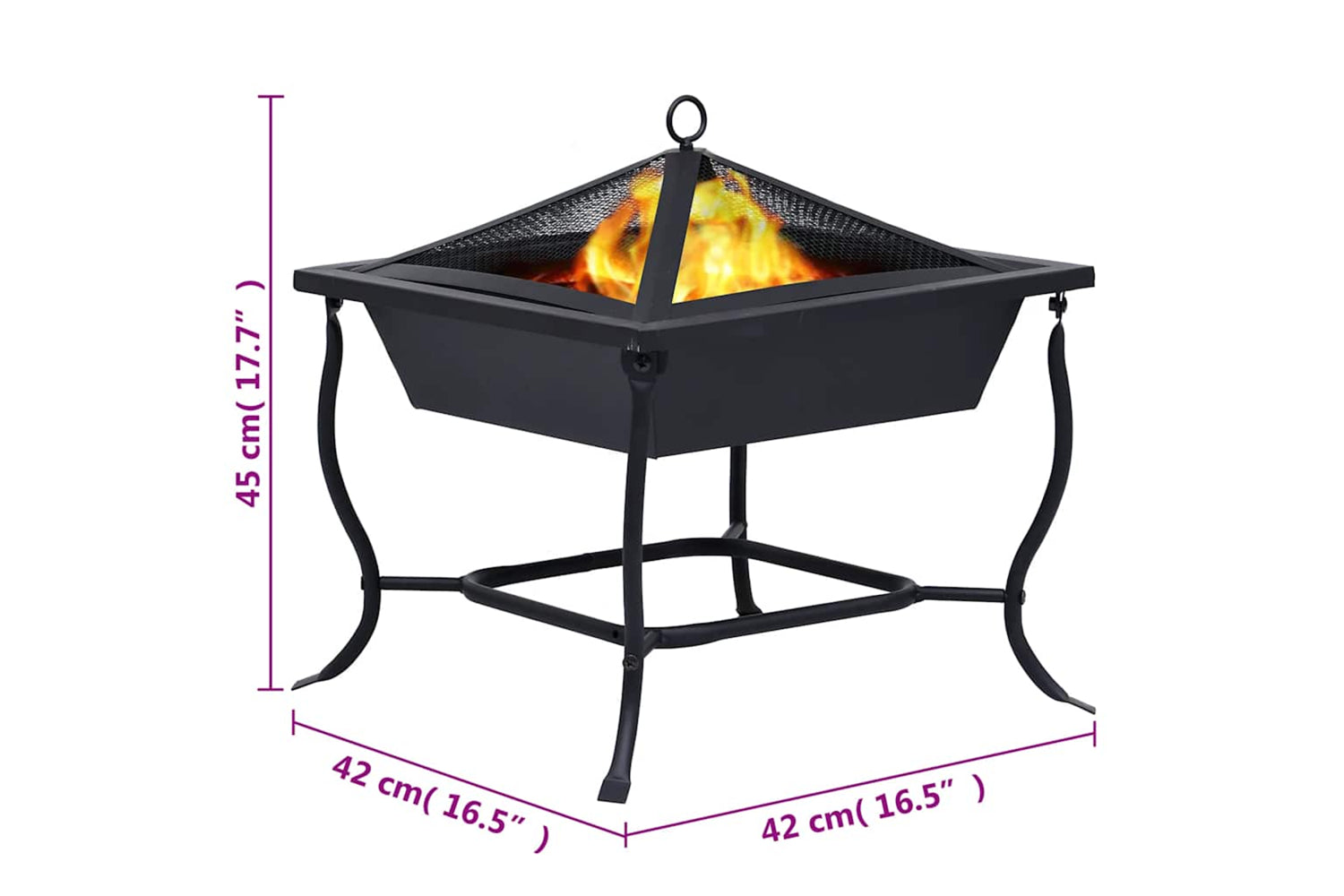 Vidaxl Fire Pit Black 42x42x45 Cm Steel-8