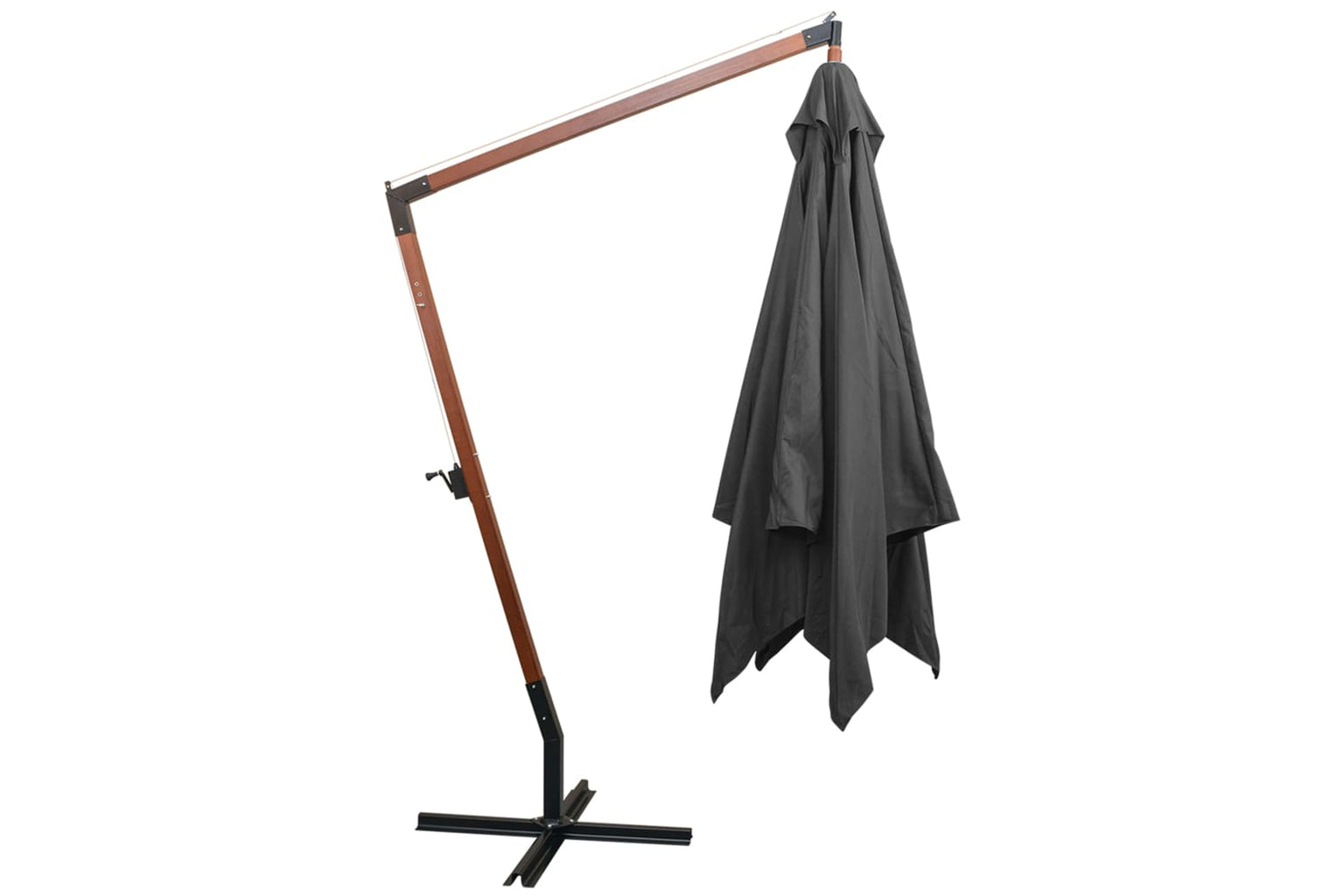 Vidaxl 313774 Hanging Parasol With Pole Anthracite 3x3 M Solid Fir Wood-3