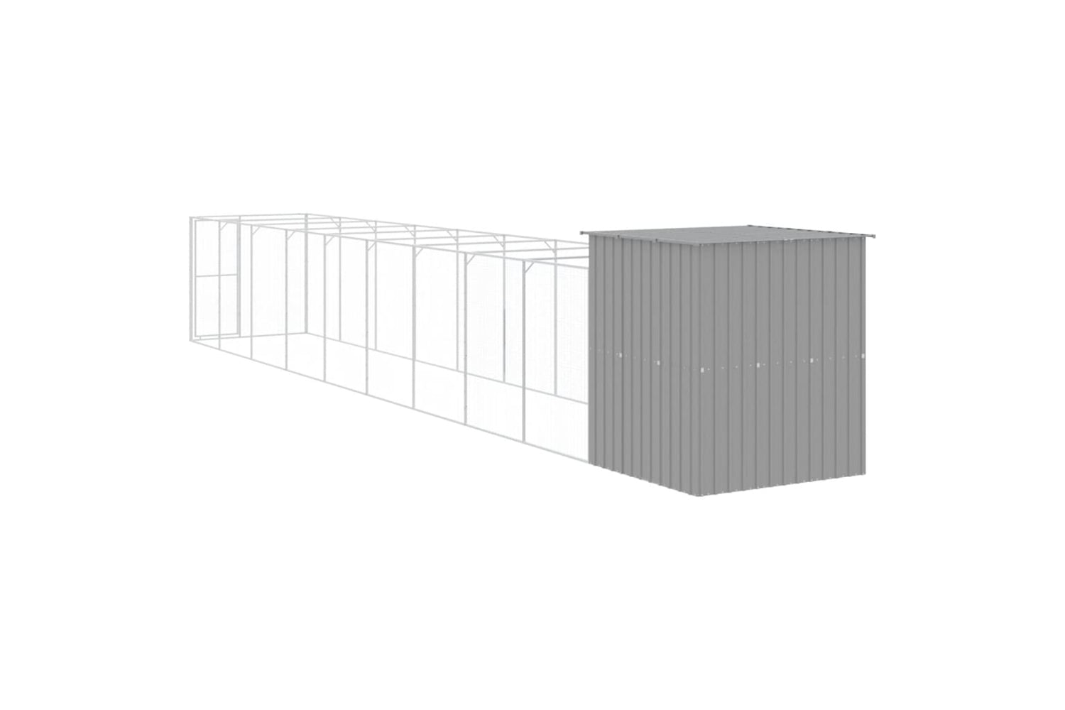 vidaXL 3189107 Dog House With Run Light Grey 165x1067x181cm Galvanised Steel-4