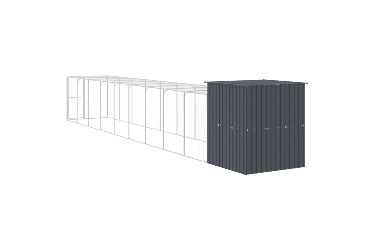 vidaXL 3189112 Chicken Cage With Run Anthracite 165x1067x181cm Galvanised Steel-4