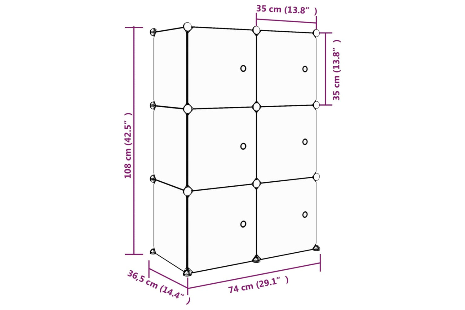 Vidaxl 340578 Cube Storage Cabinet For Kids With 6 Cubes Pink Pp-7