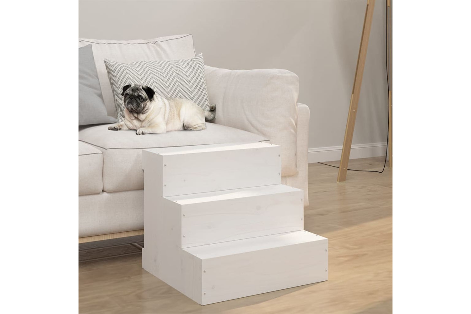 vidaXL 822462 Pet Stair White 40x37.5x35cm Solid Wood Pine-2