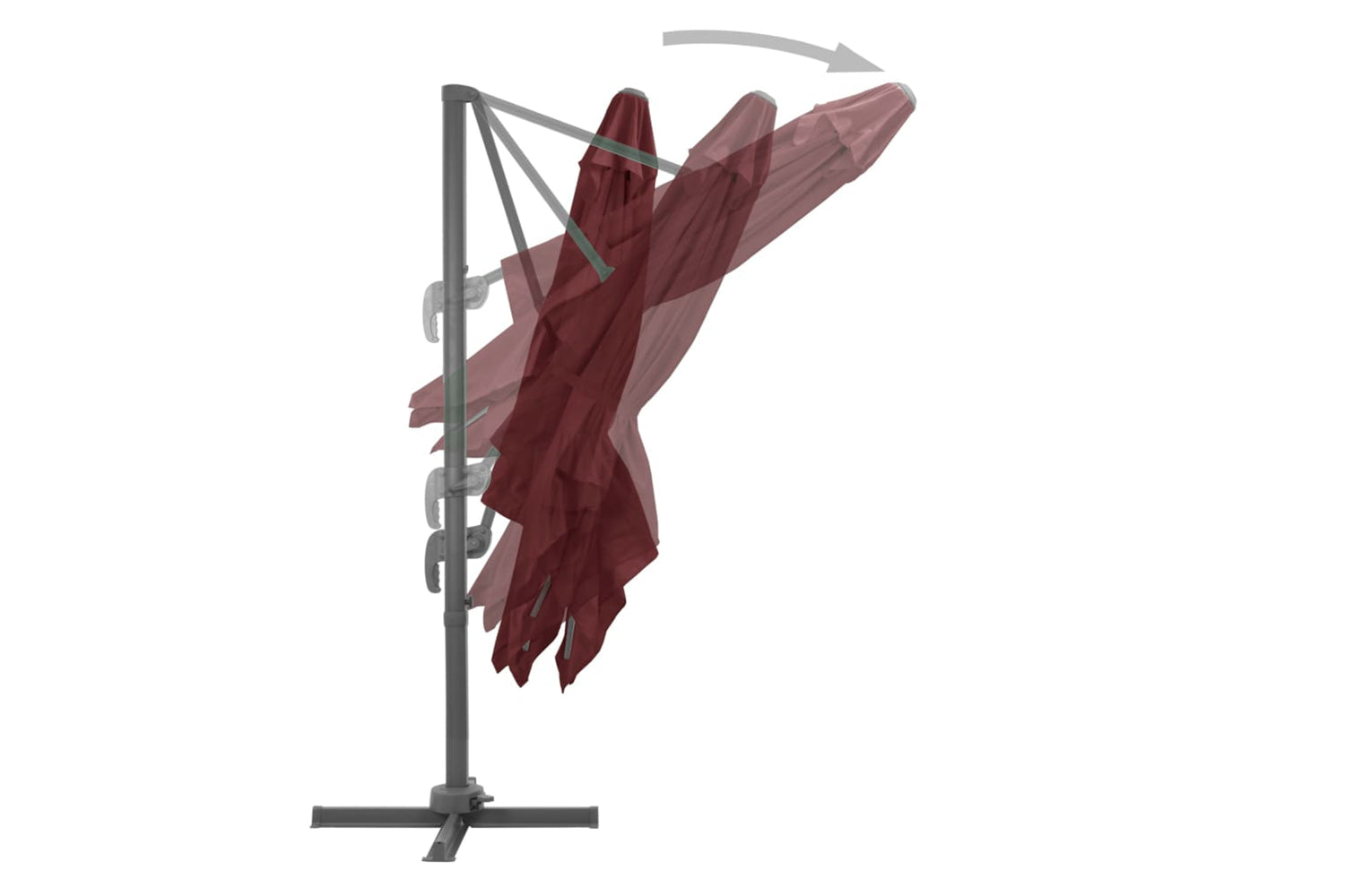 vidaXL 312315 Cantilever Umbrella With Aluminium Pole Bordeaux Red 400x300cm-5