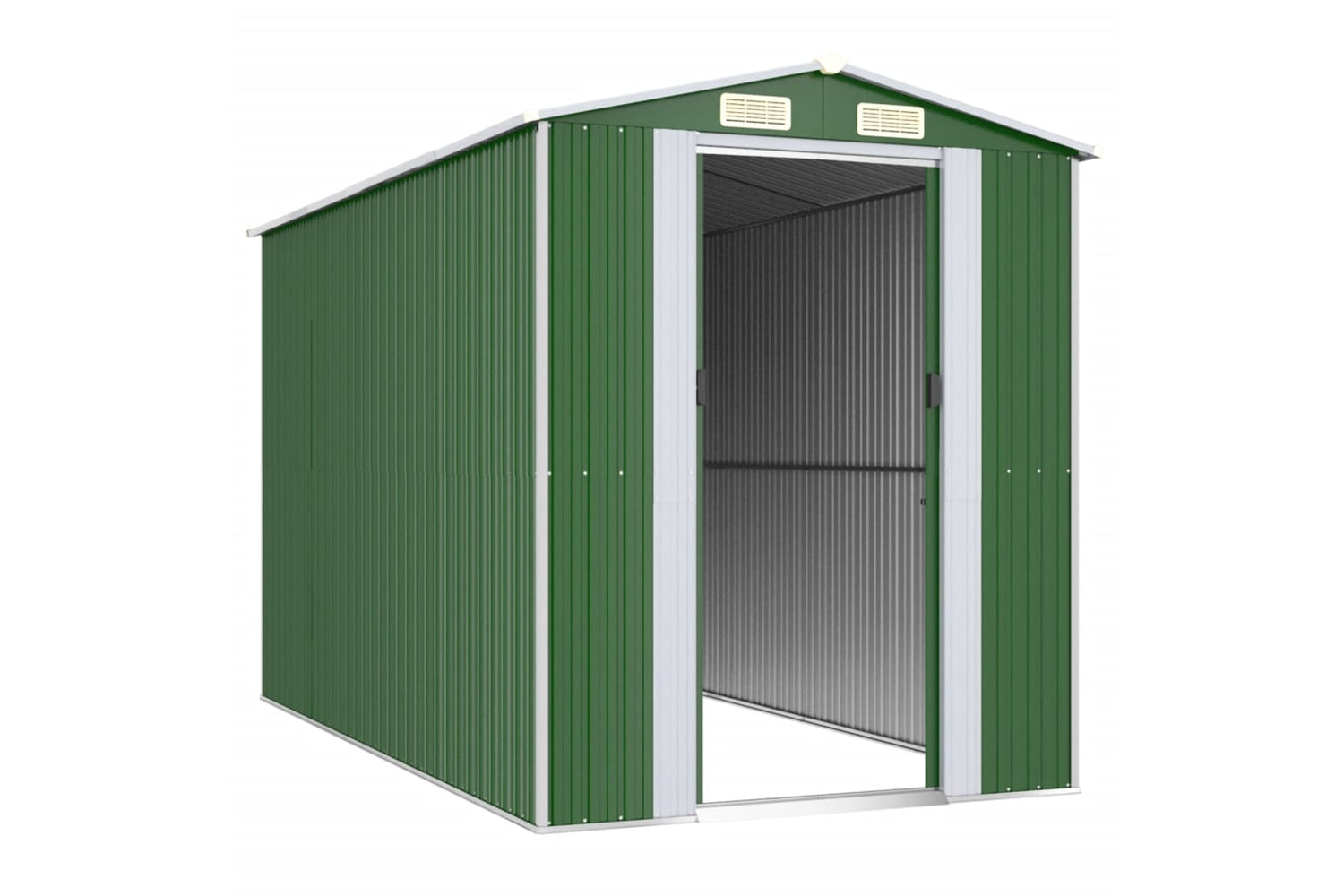 vidaXL 3147429 Garden Shed Green 192x357x223cm Galvanised Steel-2