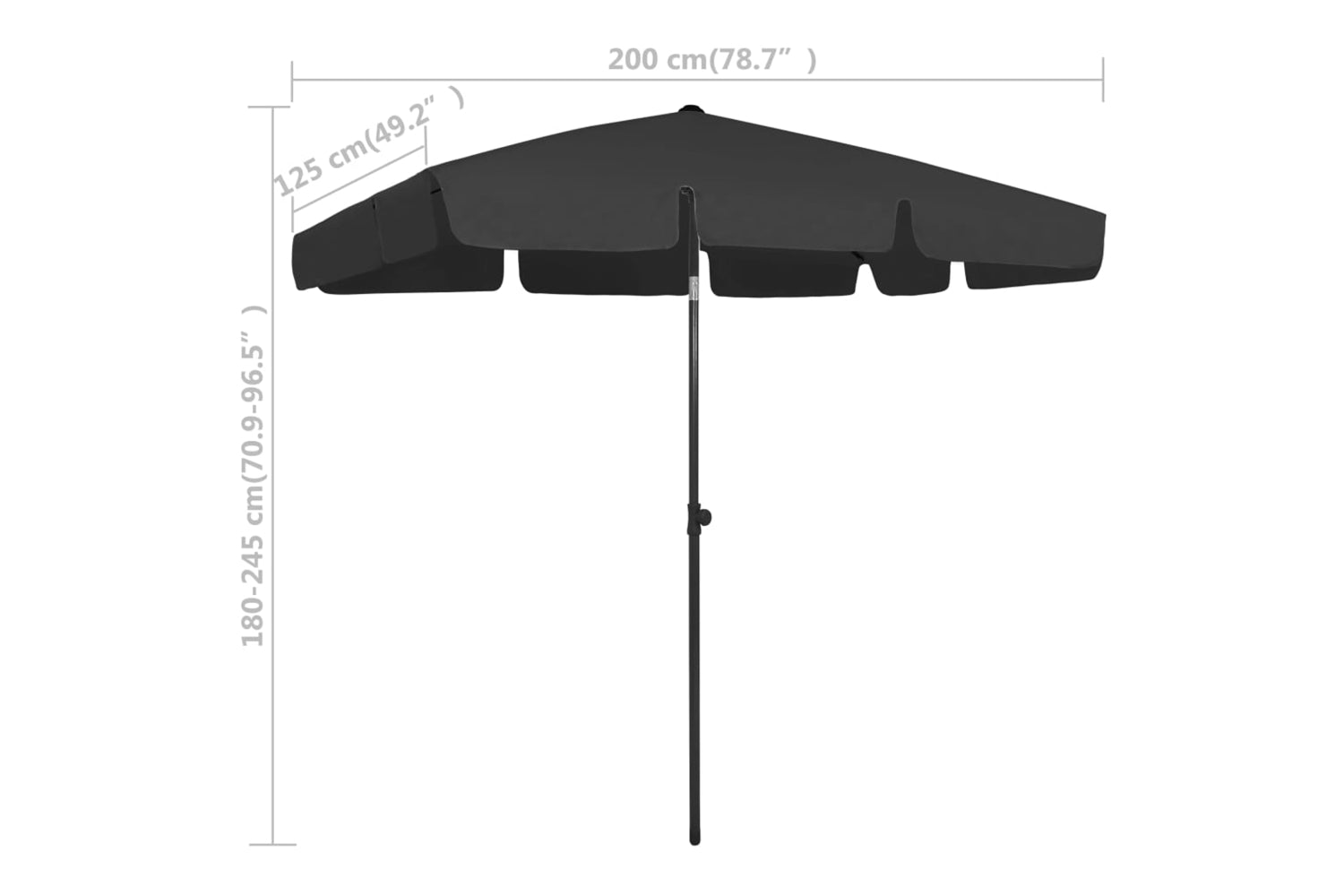 vidaXL 314733 Beach Umbrella Black 200x125cm-8