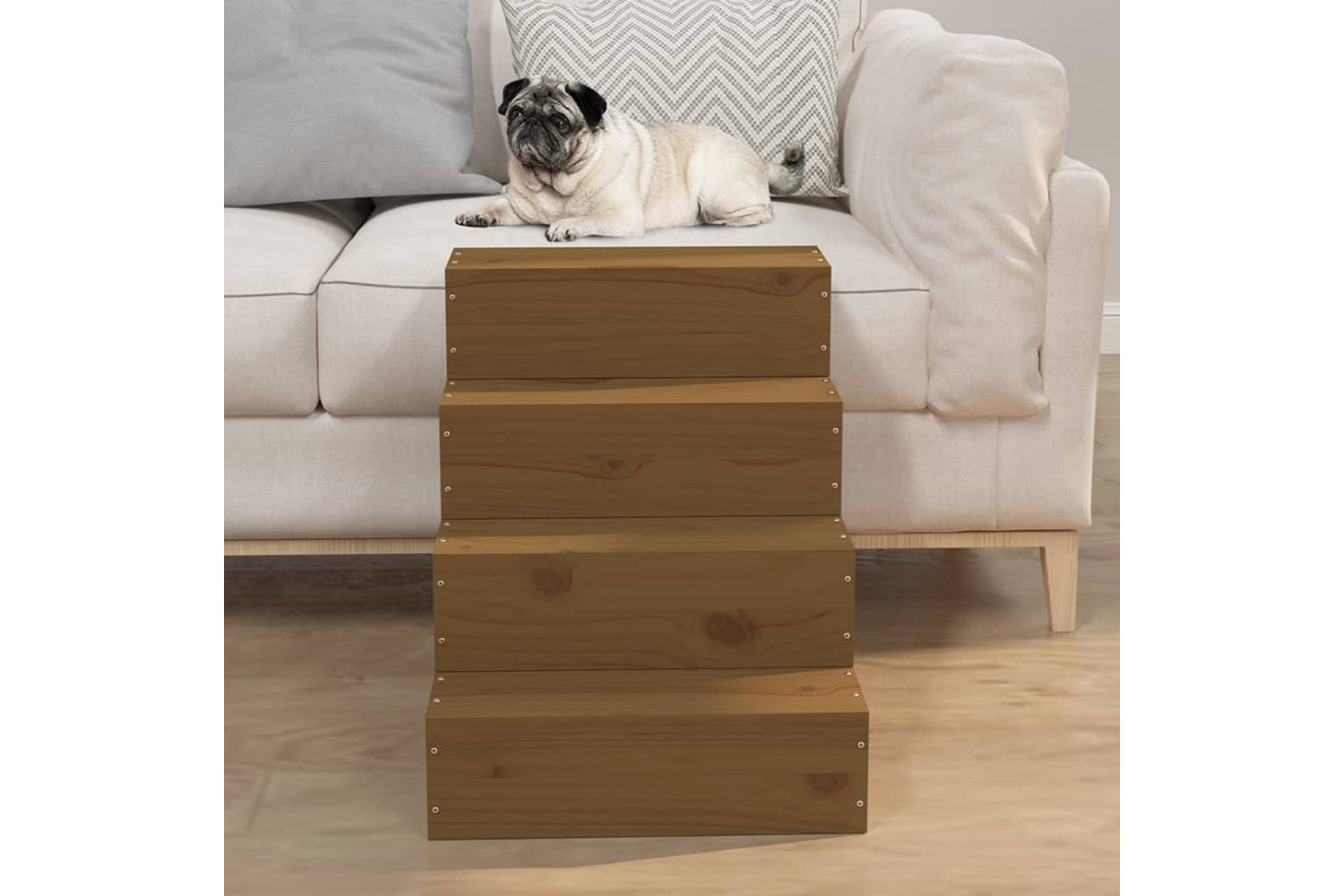 vidaXL 822469 Pet Stair Honey Brown 40x49x47cm Solid Wood Pine-2
