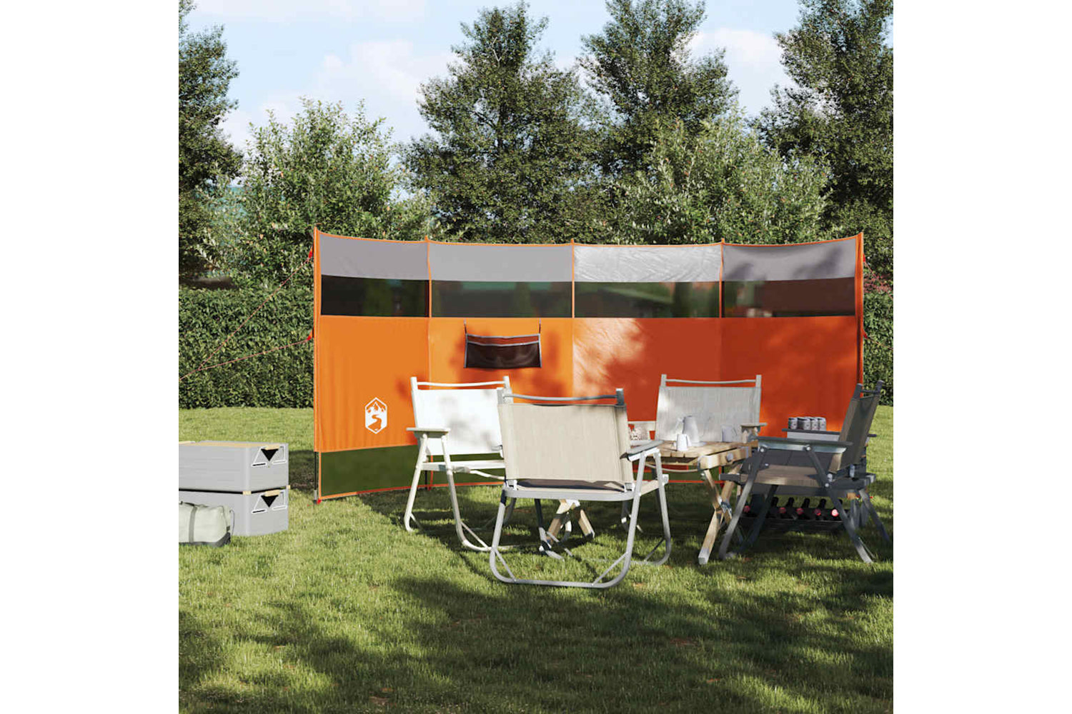 Vidaxl Camping Windbreak Orange 366x152x152 Cm Waterproof-2