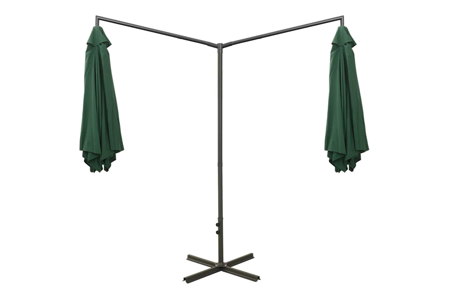 Vidaxl 312562 Double Parasol With Steel Pole Green 600 Cm-3