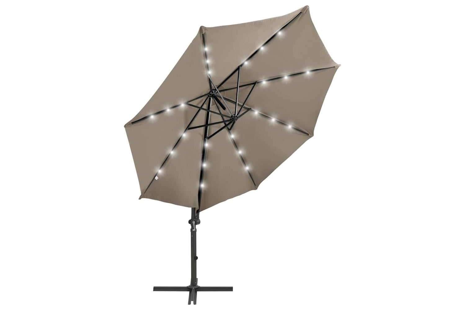 Vidaxl 312331 Cantilever Umbrella With Pole And Led Lights Taupe 300 Cm-2