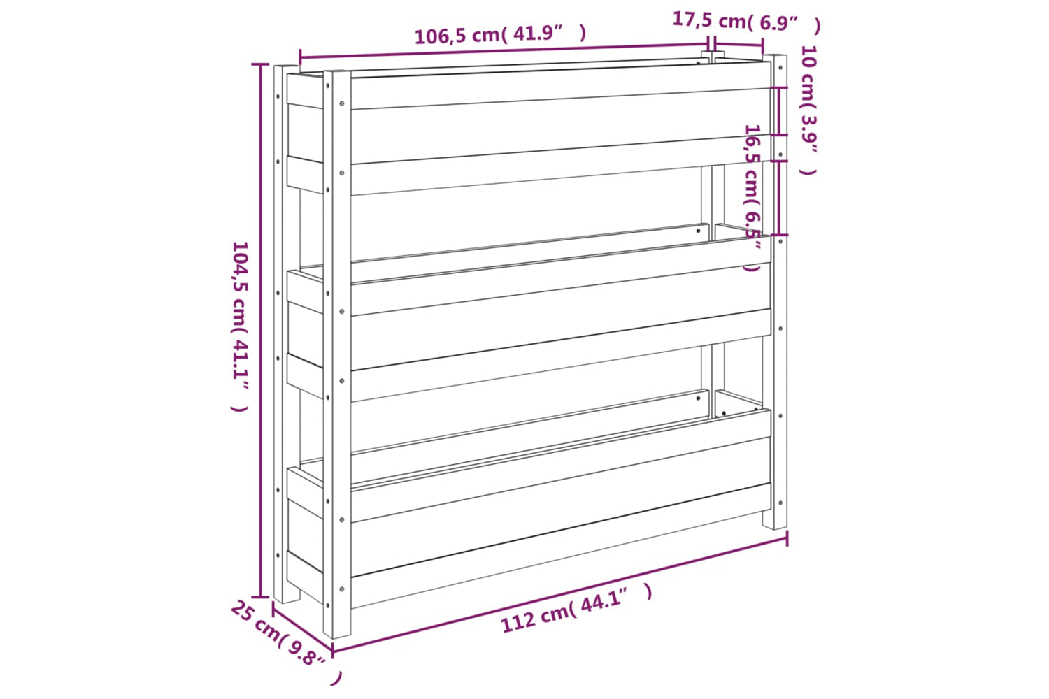 vidaXL 823923 Planter Honey Brown 112x25x104.5cm Solid Wood Pine-8