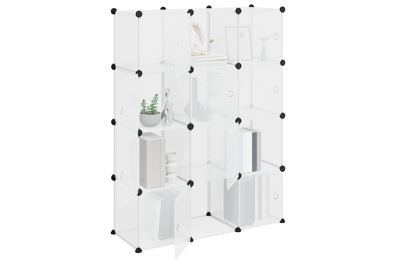 Vidaxl 340555 Storage Cube Organiser With 12 Cubes And Doors Transparent Pp-3
