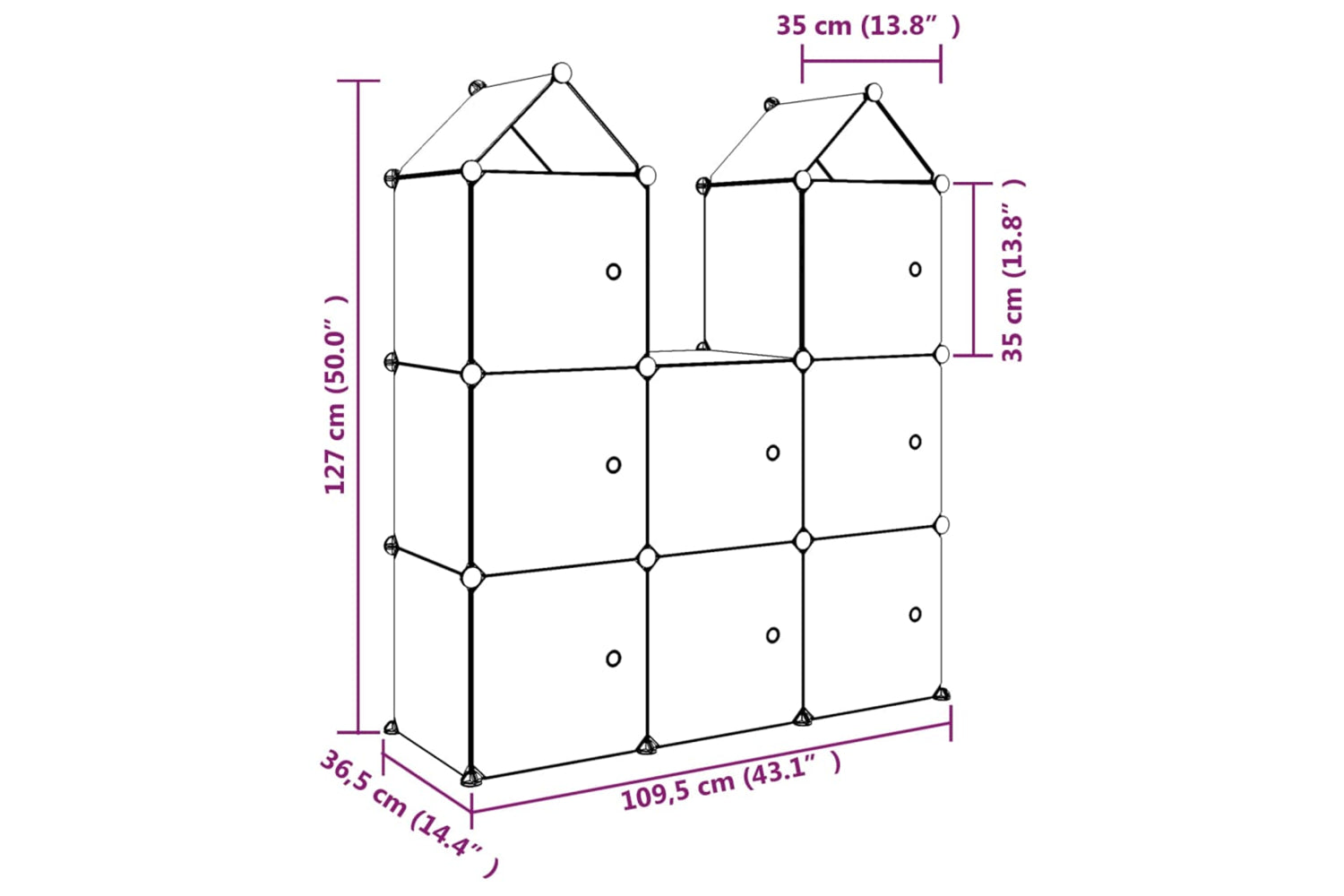 Vidaxl 340583 Cube Storage Cabinet For Kids With 8 Cubes Blue Pp-7
