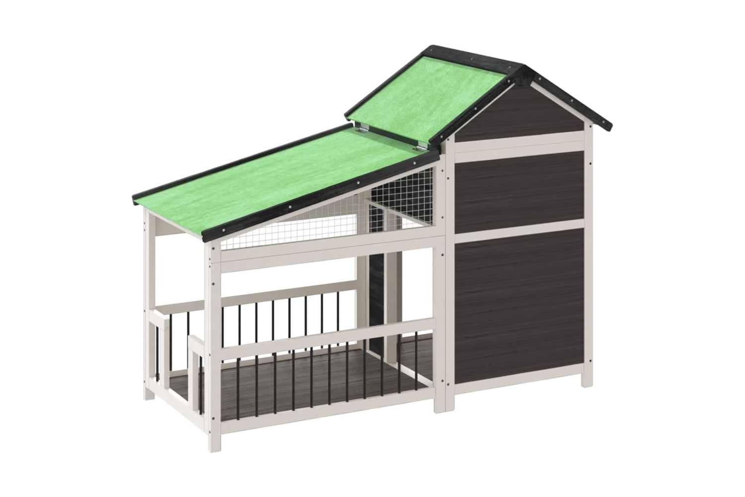 vidaXL 172262 Dog Kennel Grey 143x60.5x109cm Solid Wood Pine-4