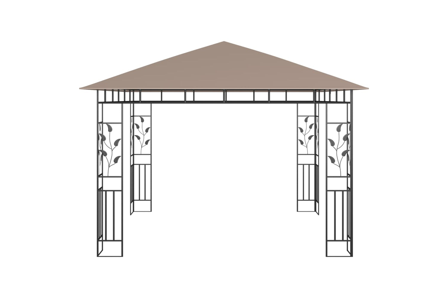 Vidaxl 3070318 Gazebo With Mosquito Net&led String Lights 3x3x2.73 M Taupe-5