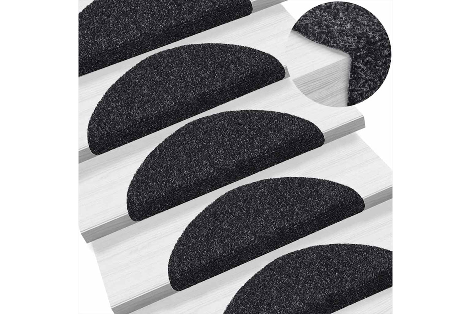 vidaXL 149678 Self-adhesive Stair Mats 5 Pcs Black 56x17x3cm Needle Punch-5