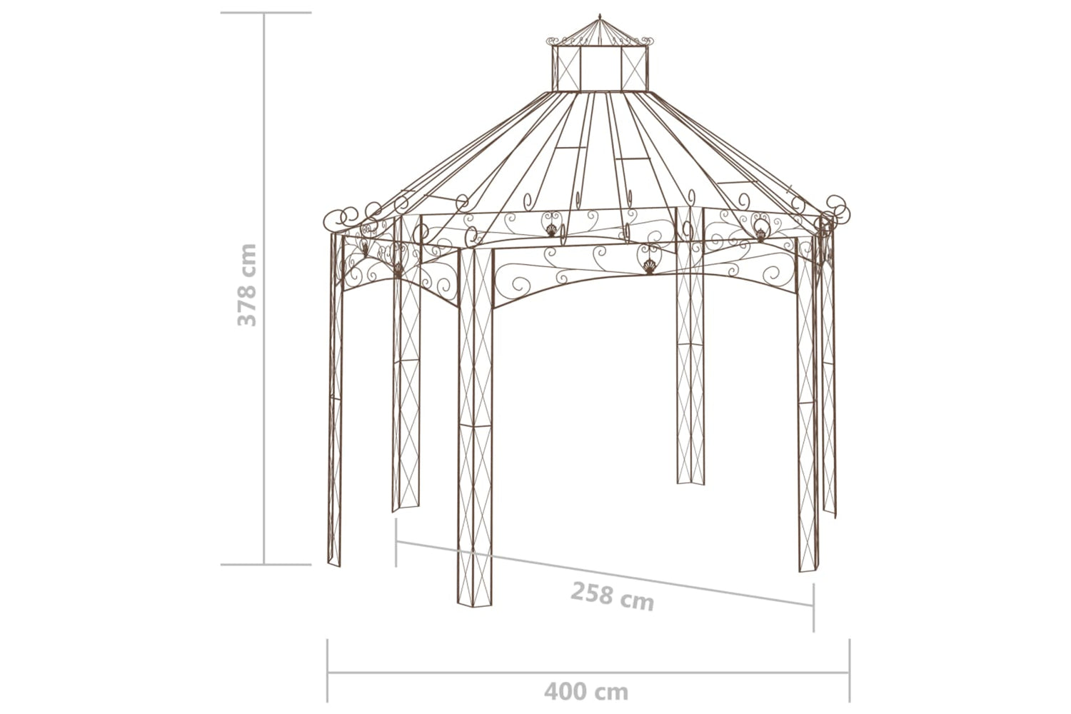 vidaXL 314000 Garden Pavilion Antique Brown 400x258x378cm Iron-6