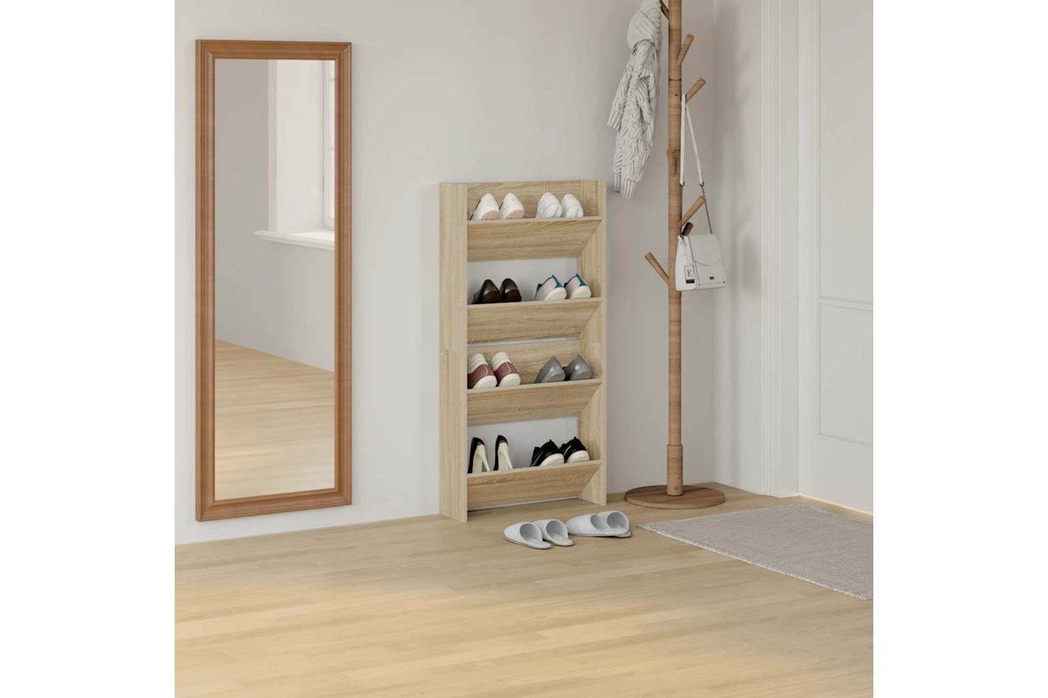 Vidaxl 806724 Wall Shoe Cabinets 2 Pcs Sonoma Oak 60x18x60cm Engineered Wood-2