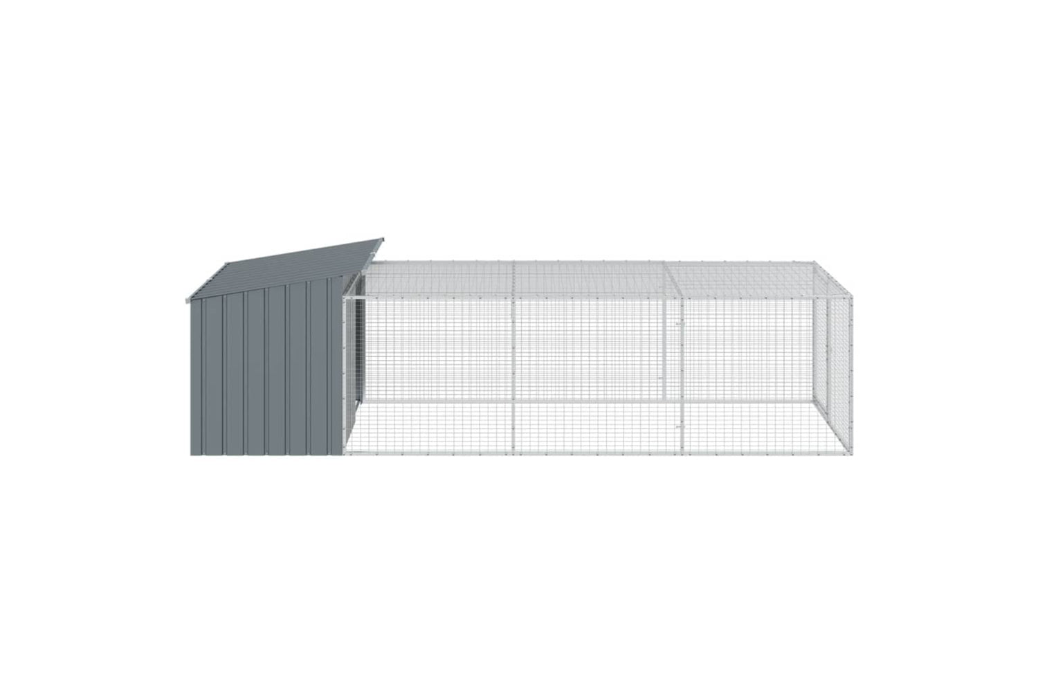 Vidaxl Dog House With Run Anthracite 153x396x110 Cm Galvanised Steel-5