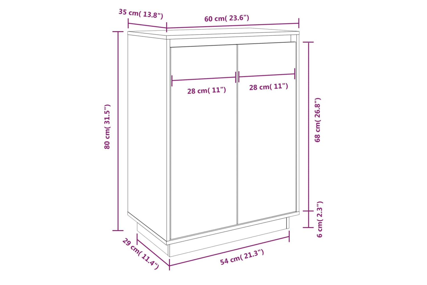 vidaXL 813531 Shoe Cabinet White 60x35x80cm Solid Wood Pine-8
