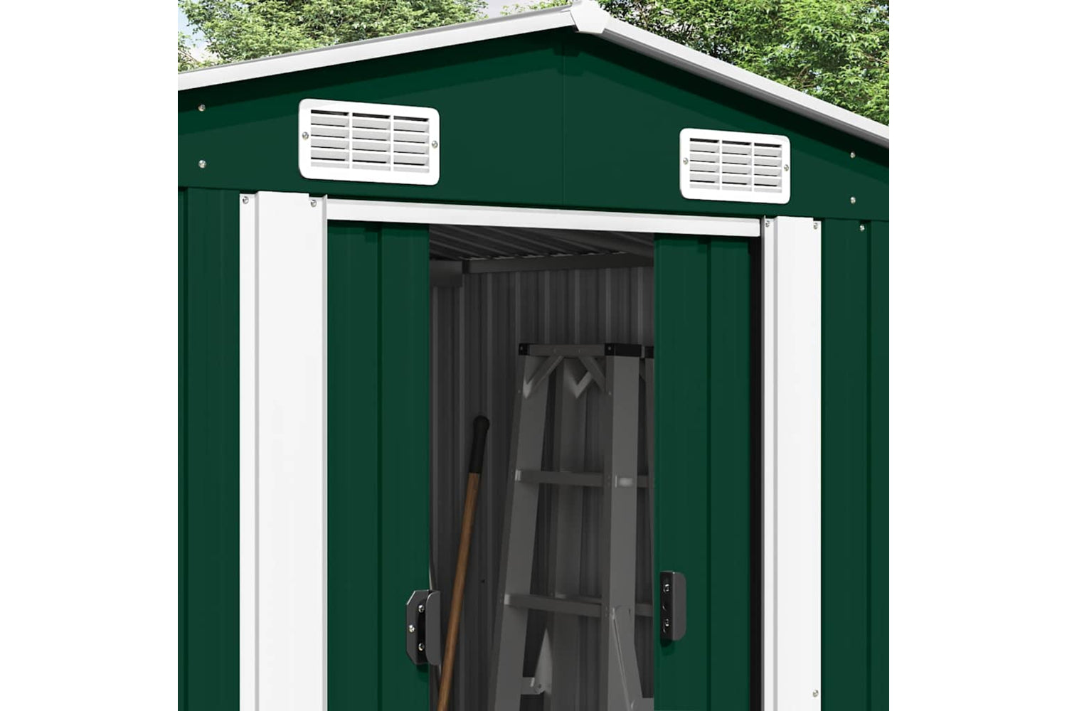 vidaXL 143344 Garden Shed 257x392x181cm Metal Green-3