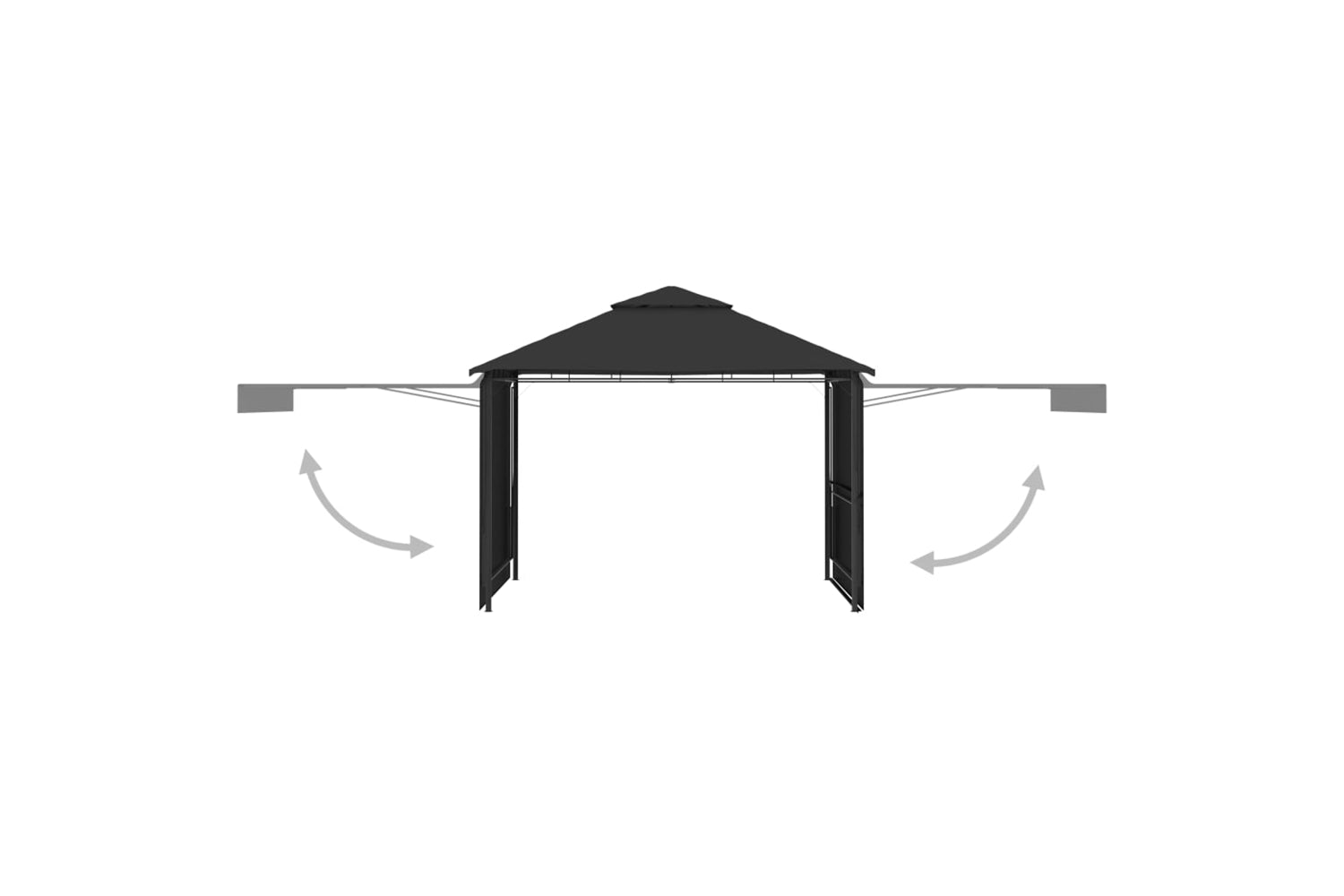 Vidaxl 48004 Gazebo With Double Extending Roofs 3x3x2.75 M Anthracite 180g/mâ²-3