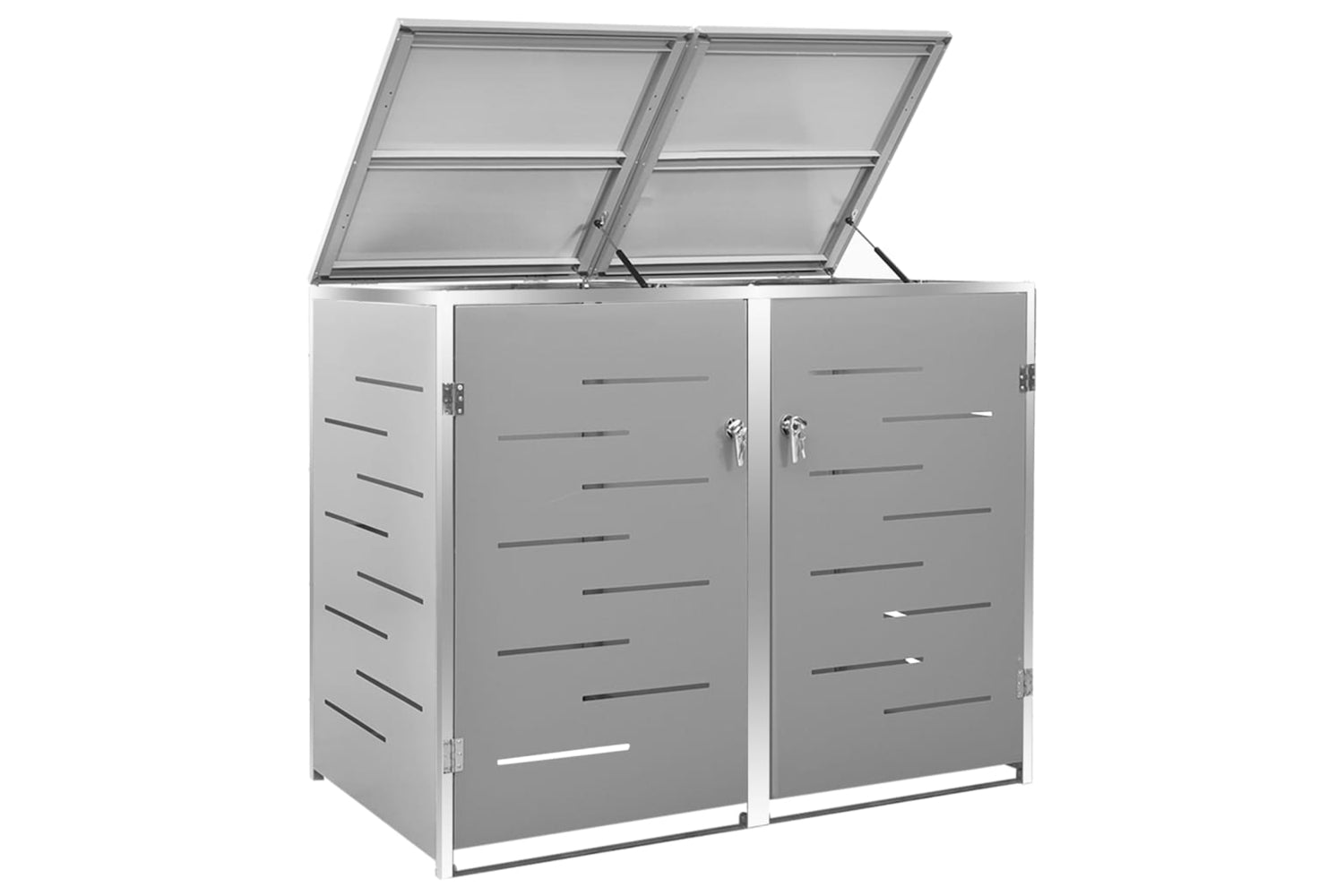 vidaXL Double Wheelie Bin Shed 138x77.5x112.5cm Stainless Steel-5